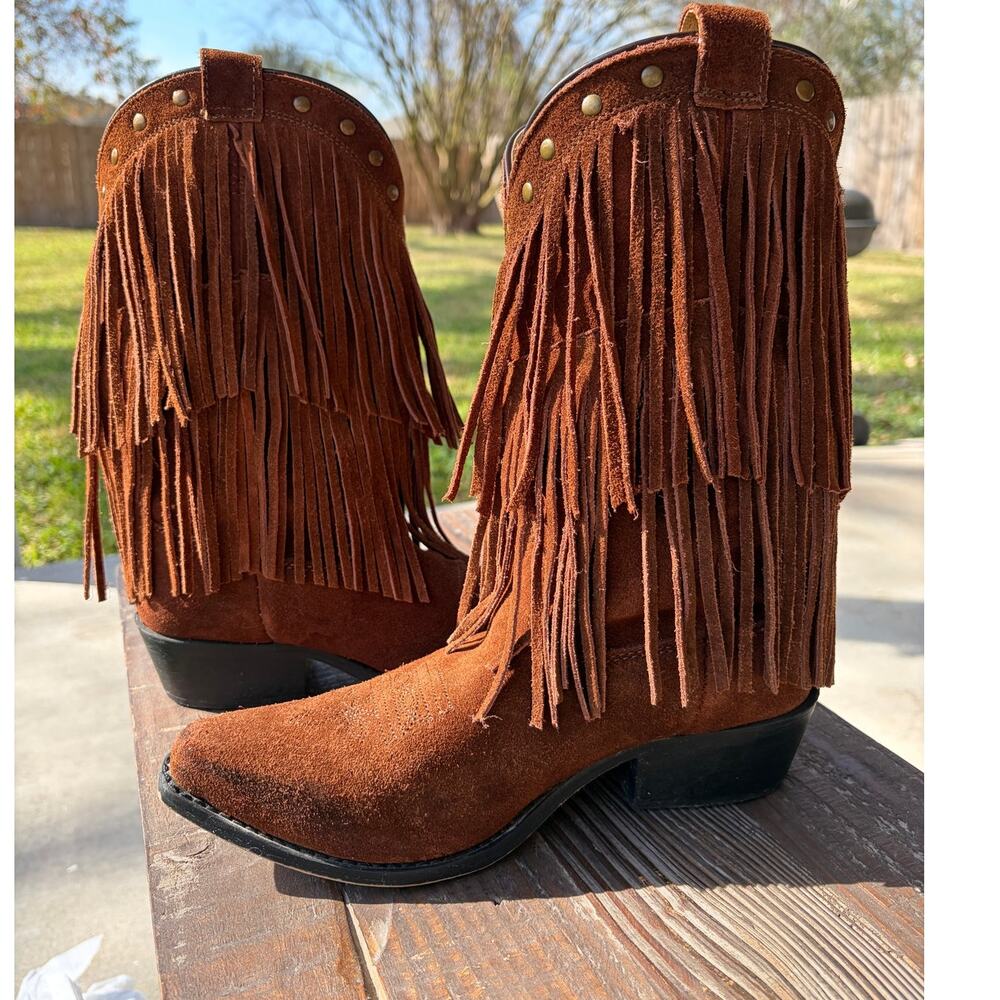 Smokey Mountain Wisteria Pink Double Fringe Boots Girls Size 4.5
